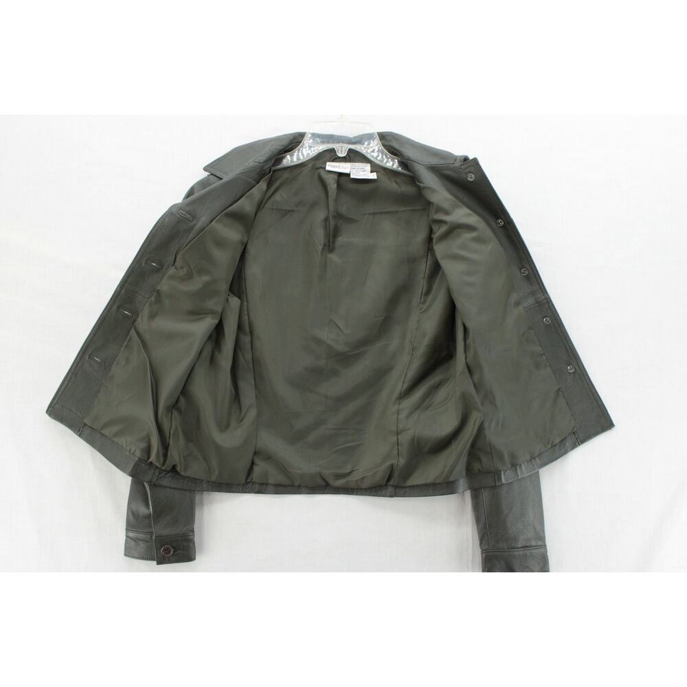 NEW  Newport News Soft Leather 2 Piece Pant Suit Womens Sz 4 Gray Green Biker - Picture 7 of 16